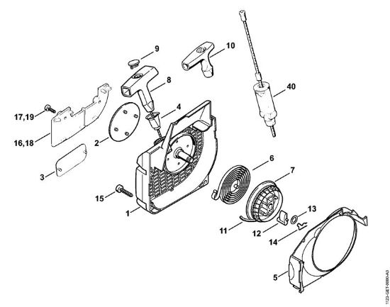 Zage z bencinskim motorjem (MS) 023 Zagonska naprava della Marca Stihl