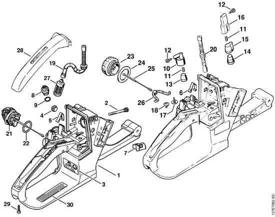 Zage z bencinskim motorjem (MS) 024 Ohišje rezervoarja za gorivo della Marca Stihl