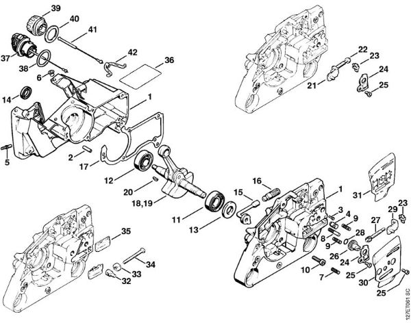 Zage z bencinskim motorjem (MS) 024 S Ohišje zaganjaca della Marca Stihl