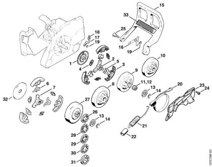 Zage z bencinskim motorjem (MS) 024 S Sklopka, verižnik della Marca Stihl