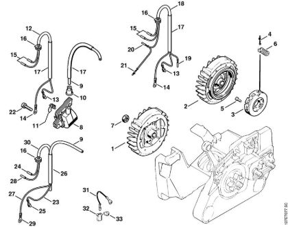 Zage z bencinskim motorjem (MS) 024 S Vžigalna naprava della Marca Stihl