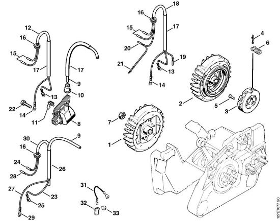 Zage z bencinskim motorjem (MS) 024 SWVH Vžigalna naprava della Marca Stihl