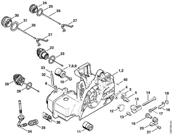 Zage z bencinskim motorjem (MS) 025 Ohišje motorja della Marca Stihl