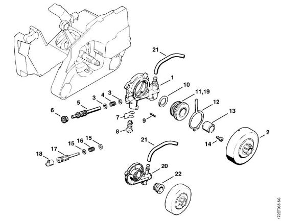 Zage z bencinskim motorjem (MS) 026 C Oljna crpalka della Marca Stihl