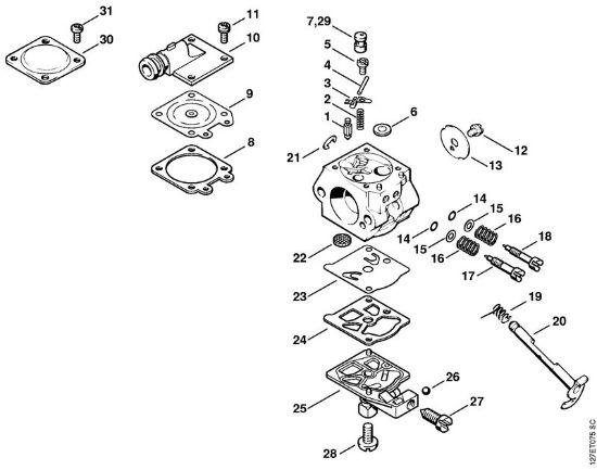 Zage z bencinskim motorjem (MS) 026 C Uplinjac WT-426 della Marca Stihl