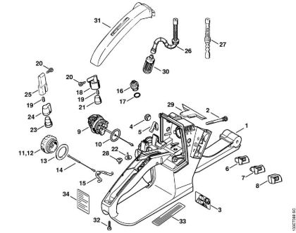 Zage z bencinskim motorjem (MS) 026 W Ohišje rezervoarja za gorivo della Marca Stihl