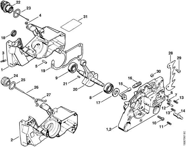 Zage z bencinskim motorjem (MS) 026 W Ohišje zaganjaca della Marca Stihl