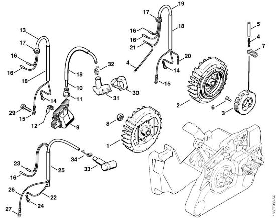 Zage z bencinskim motorjem (MS) 026 W Vžigalna naprava della Marca Stihl
