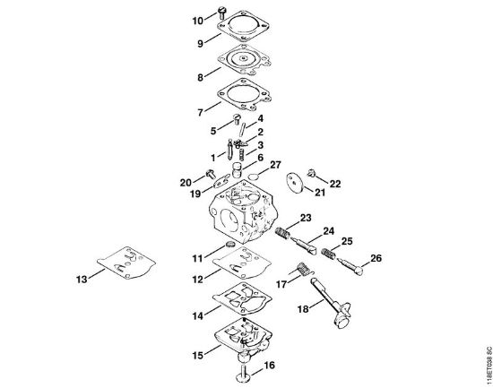 Zage z bencinskim motorjem (MS) 028 Uplinjac WT-16 della Marca Stihl