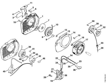Zage z bencinskim motorjem (MS) 028 WB Zagonska naprava (kljuka), vžigalna naprava (elektronika) della Marca Stihl