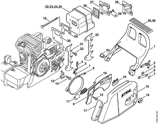 Zage z bencinskim motorjem (MS) 029 Zavora verige della Marca Stihl