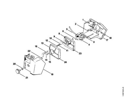 Zage z bencinskim motorjem (MS) 031 Prostor za uplinjac, zracni filter, posebni pribor della Marca Stihl