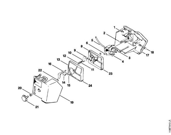 Zage z bencinskim motorjem (MS) 031 Prostor za uplinjac, zracni filter, posebni pribor della Marca Stihl