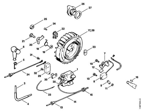Zage z bencinskim motorjem (MS) 031 Rotor, vztrajnik della Marca Stihl
