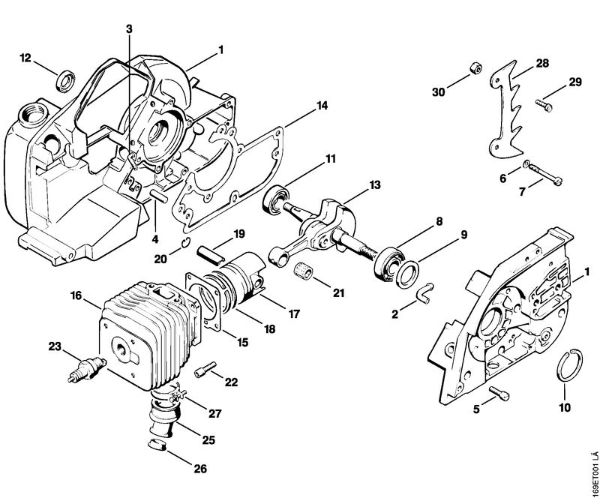 Zage z bencinskim motorjem (MS) 032 AVE Ohišje zaganjaca, valj della Marca Stihl