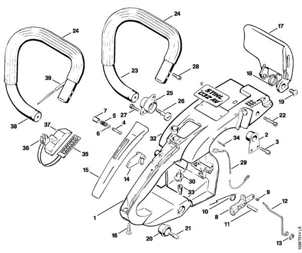 Zage z bencinskim motorjem (MS) 032 AVE Okvir rocaja della Marca Stihl