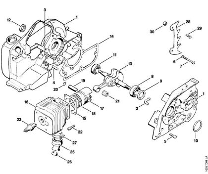 Zage z bencinskim motorjem (MS) 032 AVEQ Ohišje zaganjaca, valj della Marca Stihl