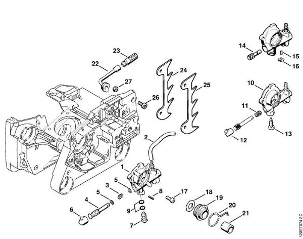 Zage z bencinskim motorjem (MS) 034 Oljna crpalka della Marca Stihl