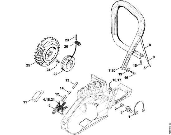 Zage z bencinskim motorjem (MS) 034 S Ogrevanje della Marca Stihl