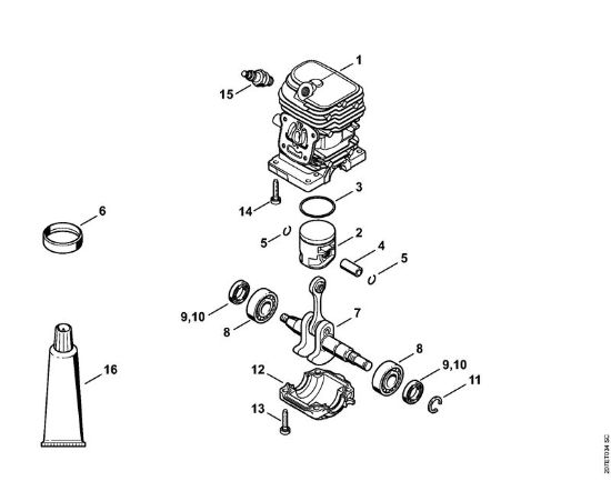 Zage z bencinskim motorjem (MS) MS 170 2-MIX Valj 2-MIX della Marca Stihl
