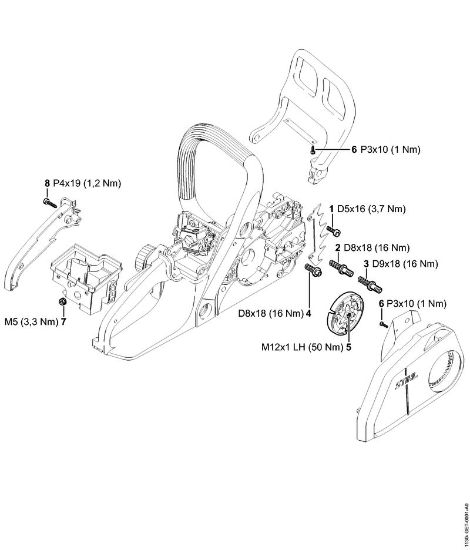 Zage z bencinskim motorjem (MS) MS 170 C-E D Pritezni momenti della Marca Stihl