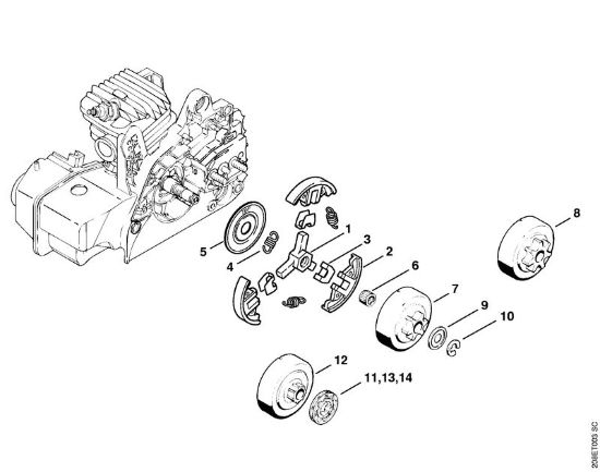 Zage z bencinskim motorjem (MS) MS 210 C-B Sklopka della Marca Stihl