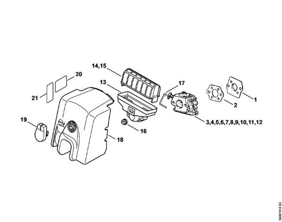 Zage z bencinskim motorjem (MS) MS 210 C-B Zracni filter della Marca Stihl