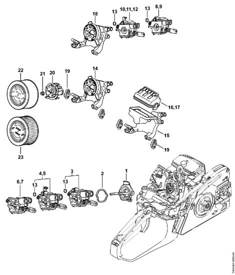 Zage z bencinskim motorjem (MS) MS 231 Nosilec uplinjaca, zracni filter della Marca Stihl