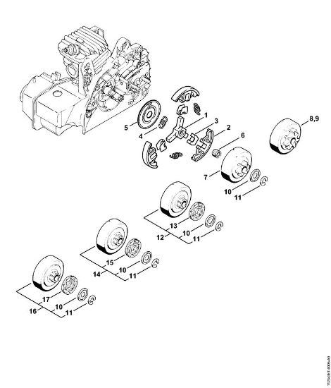 Zage z bencinskim motorjem (MS) MS 250 C-B Sklopka della Marca Stihl