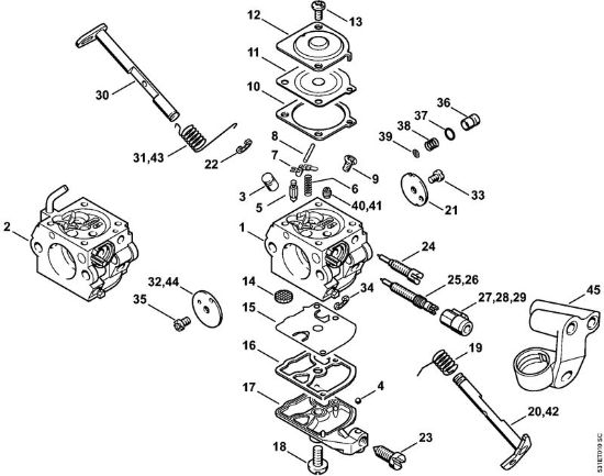 Zage z bencinskim motorjem (MS) MS 250 C-B Uplinjac C1Q­S84, C1Q-100335 della Marca Stihl
