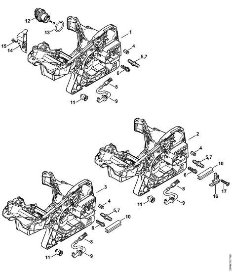 Zage z bencinskim motorjem (MS) MS 251 C-BE Ohišje motorja della Marca Stihl