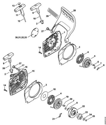 Zage z bencinskim motorjem (MS) MS 251 C-BEQ Zagonska naprava, šcitnik za roke della Marca Stihl