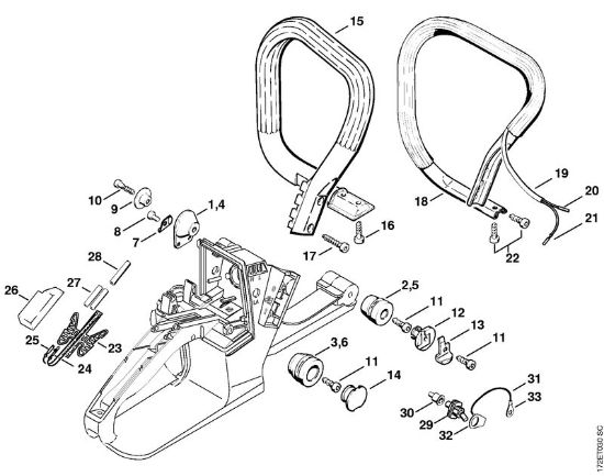 Zage z bencinskim motorjem (MS) MS 260 C-B AV-sistem, rocajna cev della Marca Stihl