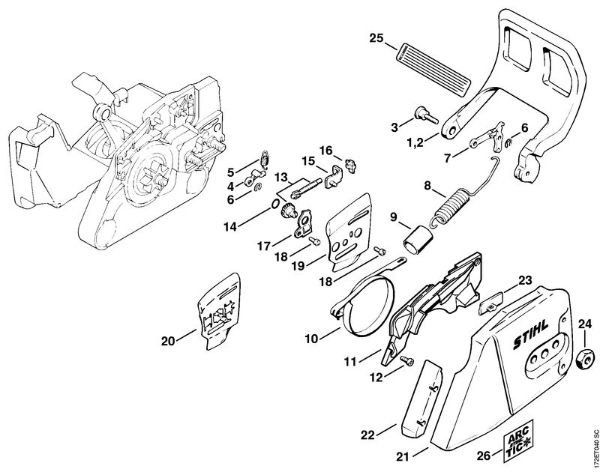Zage z bencinskim motorjem (MS) MS 260 C-B W Zavora verige della Marca Stihl