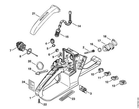 Zage z bencinskim motorjem (MS) MS 260-VW Ohišje rezervoarja za gorivo della Marca Stihl