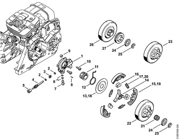 Zage z bencinskim motorjem (MS) MS 341 Oljna crpalka, sklopka della Marca Stihl