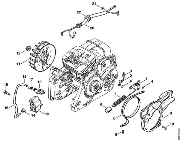 Zage z bencinskim motorjem (MS) MS 341 Zavora verige, vžigalna naprava della Marca Stihl