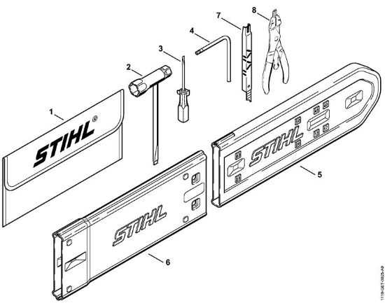 Zage z bencinskim motorjem (MS) MS 380 Orodja, posebni pribor della Marca Stihl