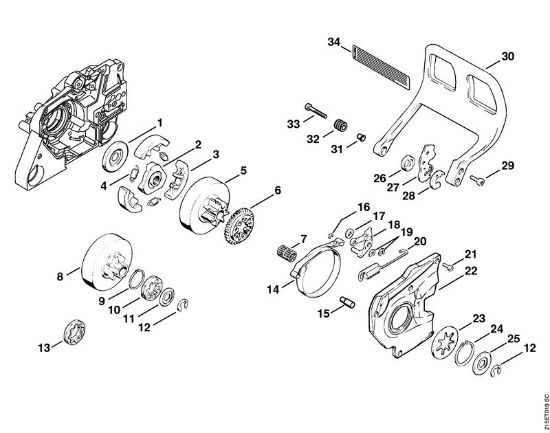 Zage z bencinskim motorjem (MS) MS 380 Sklopka della Marca Stihl