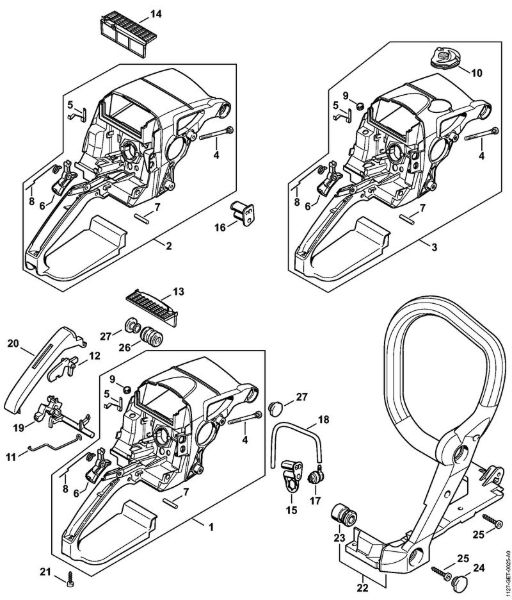 Zage z bencinskim motorjem (MS) MS 390 Ohišje rocaja della Marca Stihl