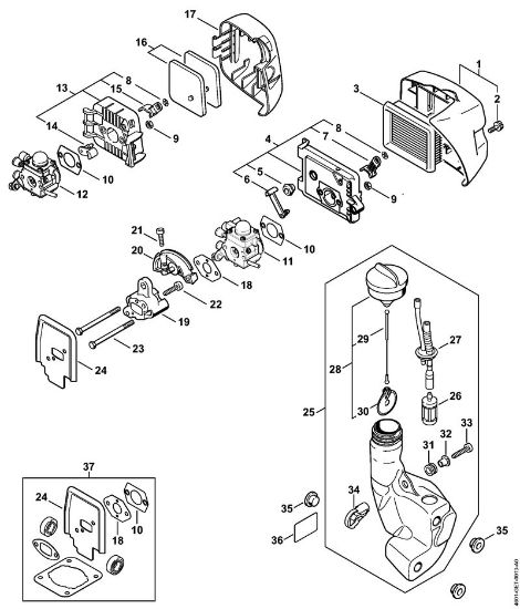 Multi motorji (MM) MM 55 Zracni filter, rezervoar za gorivo della Marca Stihl
