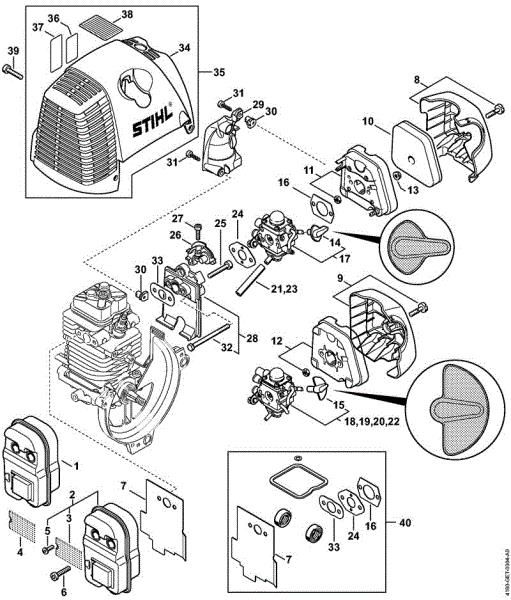 FC 100, FC 110 FC 100 Dušilec zvoka, zracni filter della Marca Stihl