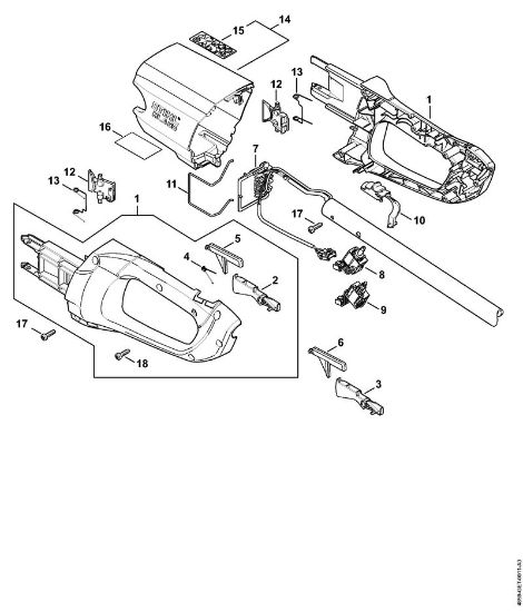 Akumulatorski obrezovalnik žive meje (HLA) HLA 65 Ohišje rocaja, pokrov della Marca Stihl