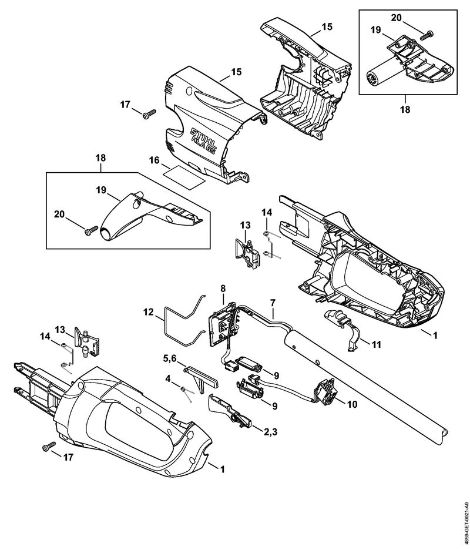 Akumulatorski obrezovalnik žive meje (HLA) HLA 85 Ohišje rocaja, pokrov della Marca Stihl