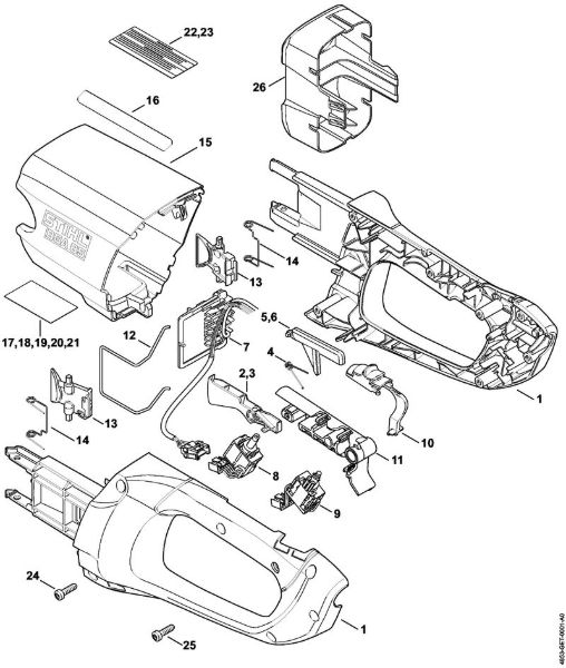 Akumulatorski pihalniki (BGA) BGA 85 Ohišje rocaja, pokrov della Marca Stihl
