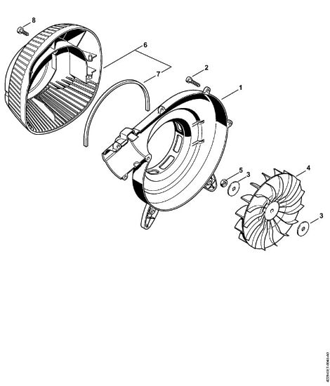 Pihalniki (BG, BR) BG 45 Ohišje puhalnika zunanje, rotor ventilatorja della Marca Stihl