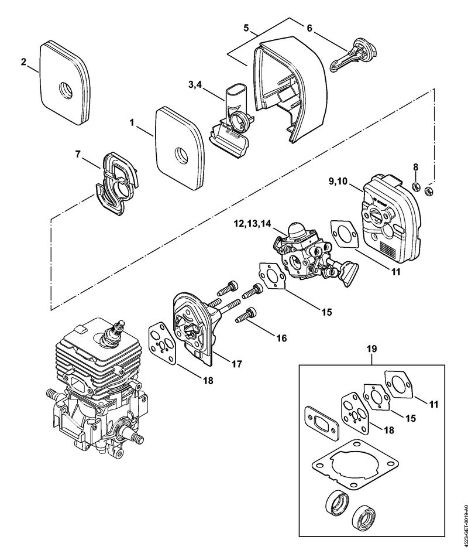 Pihalniki (BG, BR) BG 56 Zracni filter, vmesna prirobnica della Marca Stihl