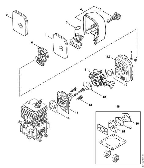 Pihalniki (BG, BR) BG 66-D Zracni filter, vmesna prirobnica della Marca Stihl