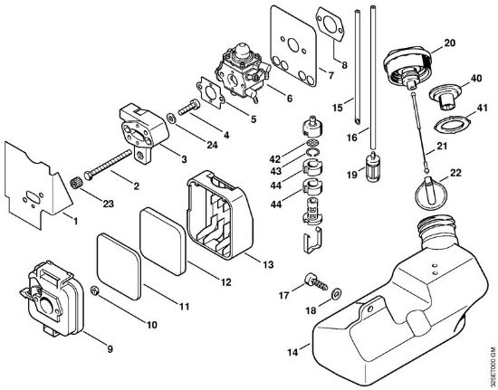 Pihalniki (BG, BR) BG 72 Zracni filter, rezervoar za gorivo della Marca Stihl