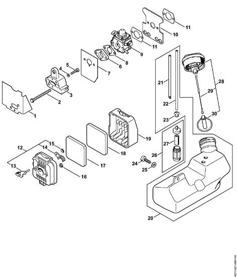 Pihalniki (BG, BR) BG 75 Zracni filter, rezervoar za gorivo della Marca Stihl